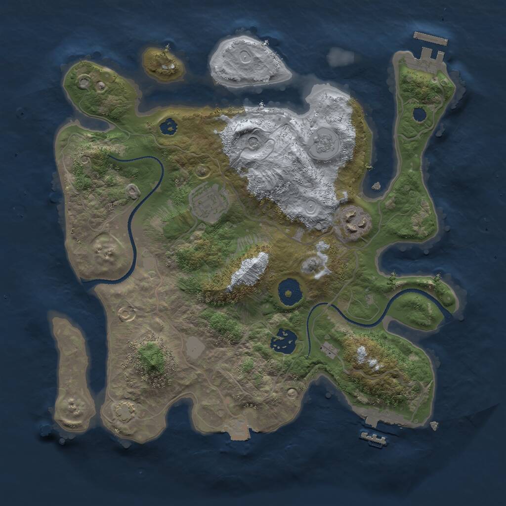 Rust Map: Procedural Map, Size: 3000, Seed: 125423687, 9 Monuments