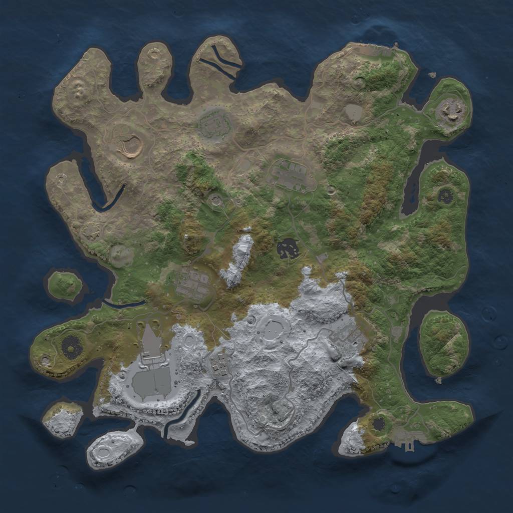 Rust Map: Procedural Map, Size: 3500, Seed: 679034371, 16 Monuments