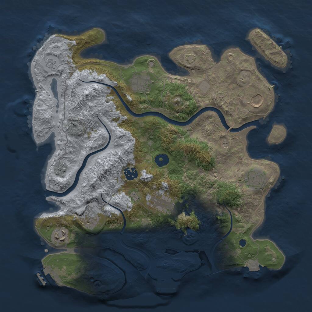 Rust Map: Procedural Map, Size: 3500, Seed: 45052781, 14 Monuments