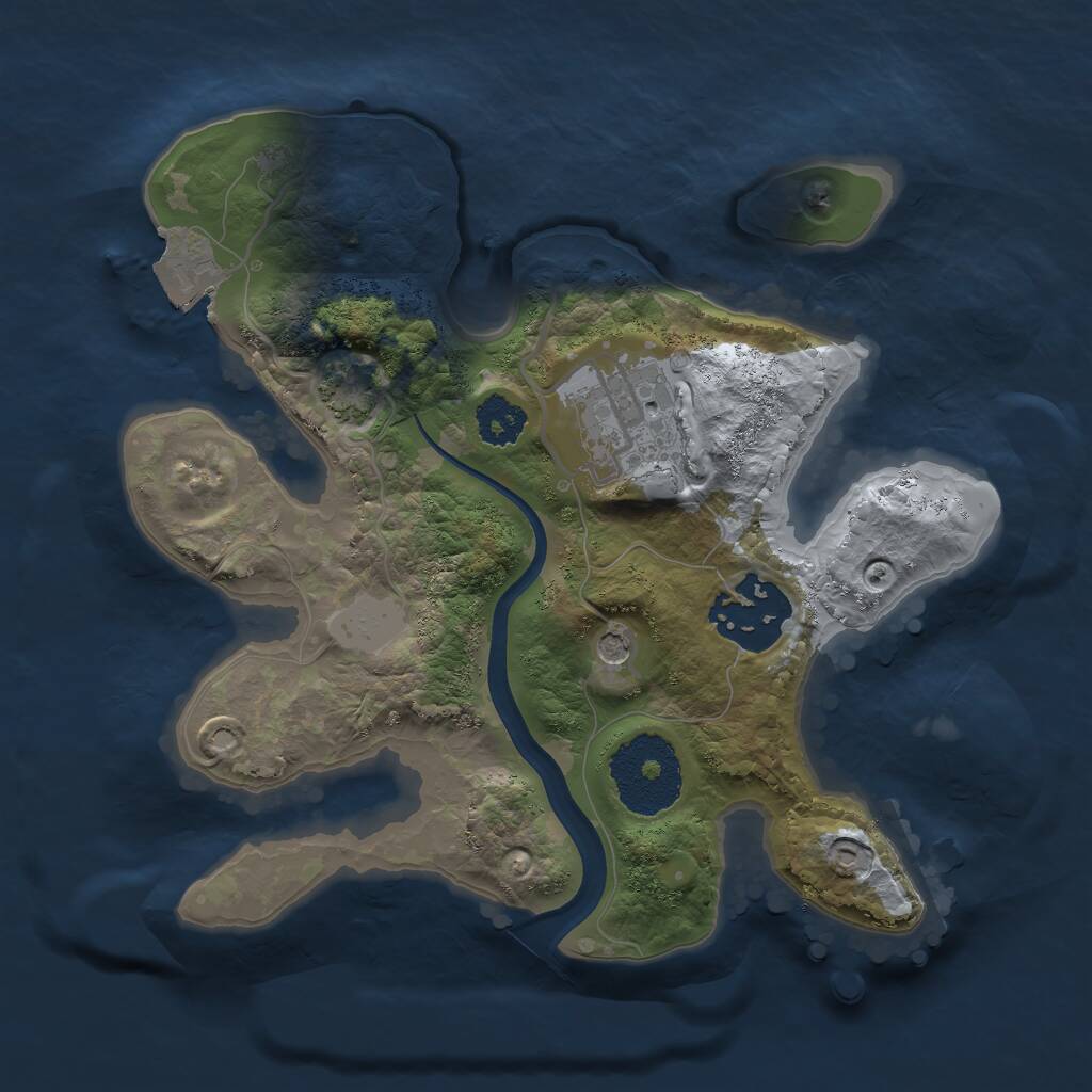 Rust Map: Procedural Map, Size: 2200, Seed: 1838855819, 5 Monuments