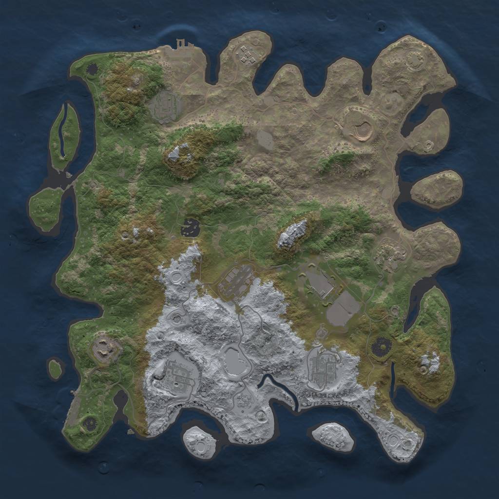 Rust Map: Procedural Map, Size: 3800, Seed: 52549498, 18 Monuments