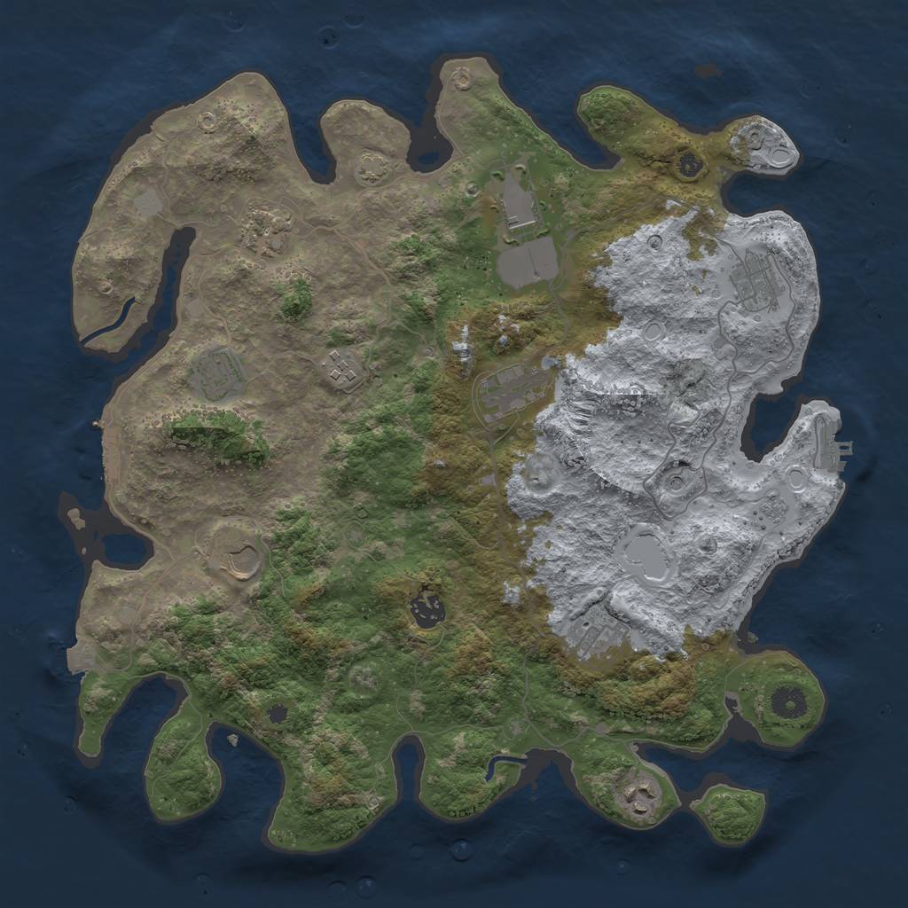 Rust Map: Procedural Map, Size: 3950, Seed: 43727949, 18 Monuments