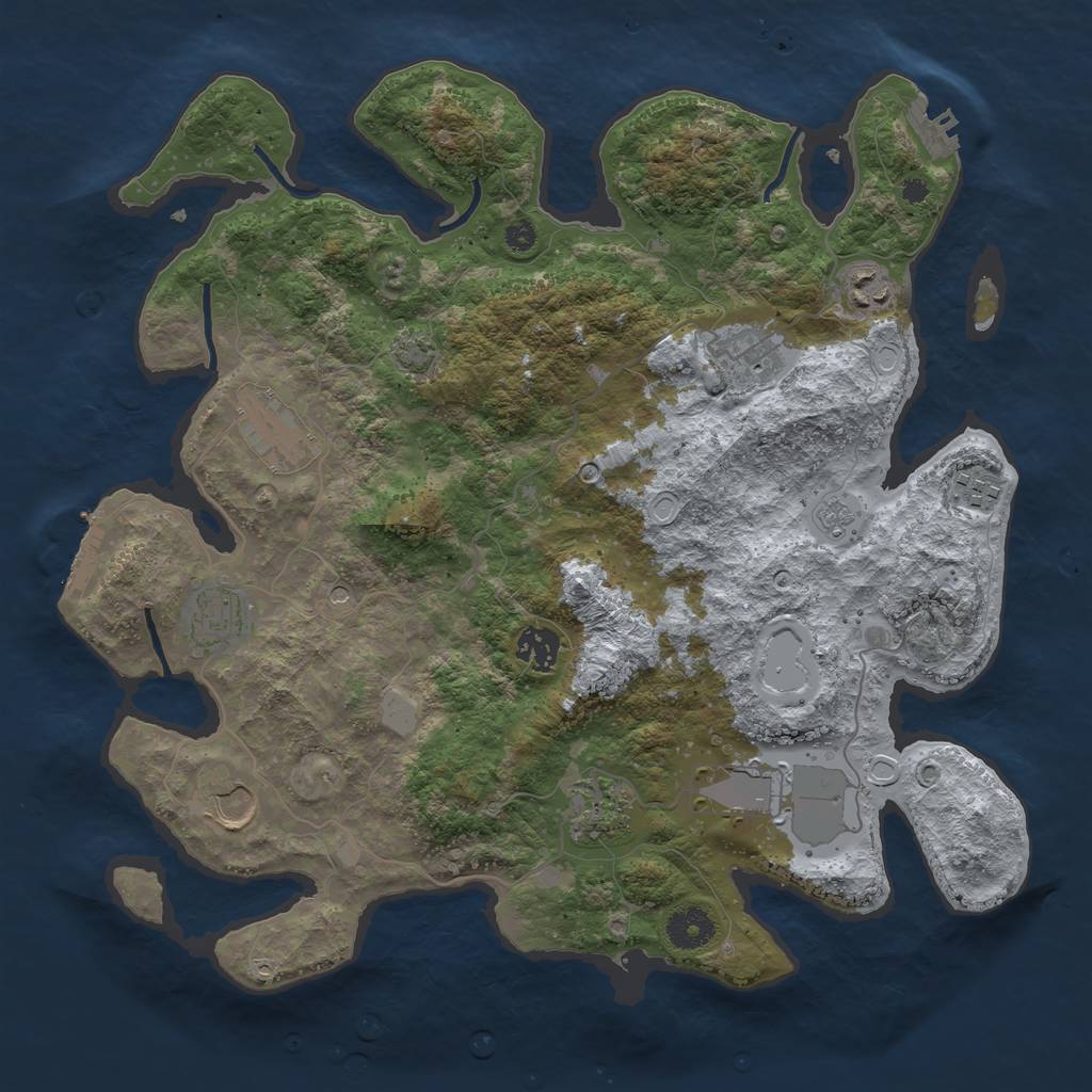 Rust Map: Procedural Map, Size: 3700, Seed: 46379632, 17 Monuments