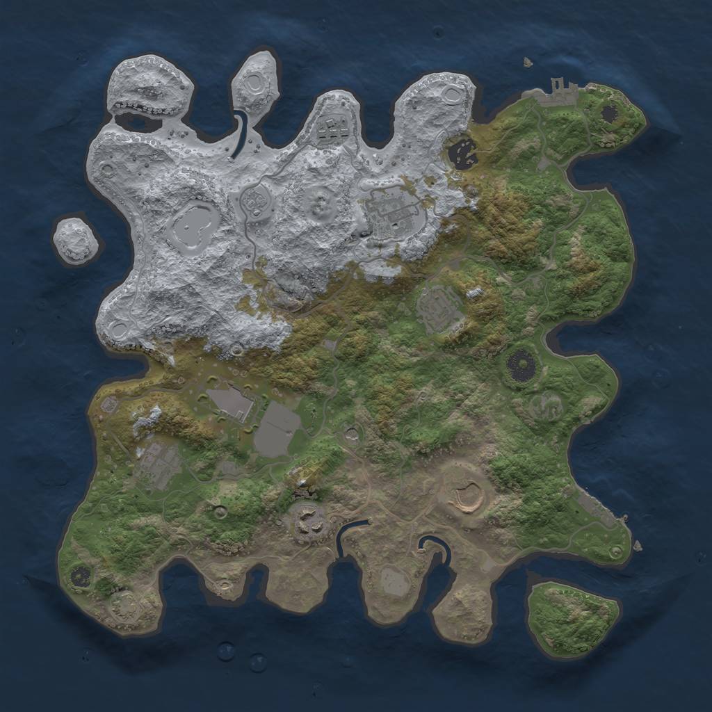 Rust Map: Procedural Map, Size: 3550, Seed: 64484996, 16 Monuments