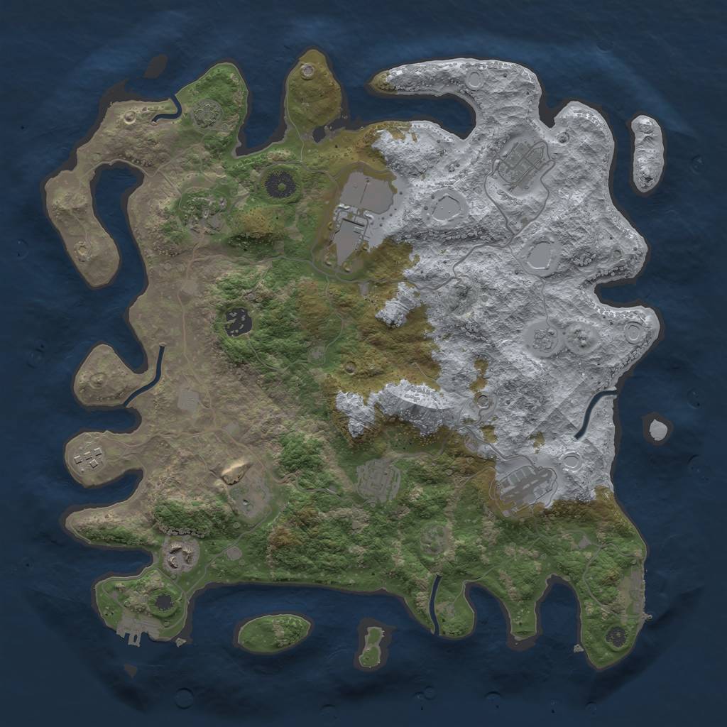 Rust Map: Procedural Map, Size: 3800, Seed: 2085728183, 17 Monuments