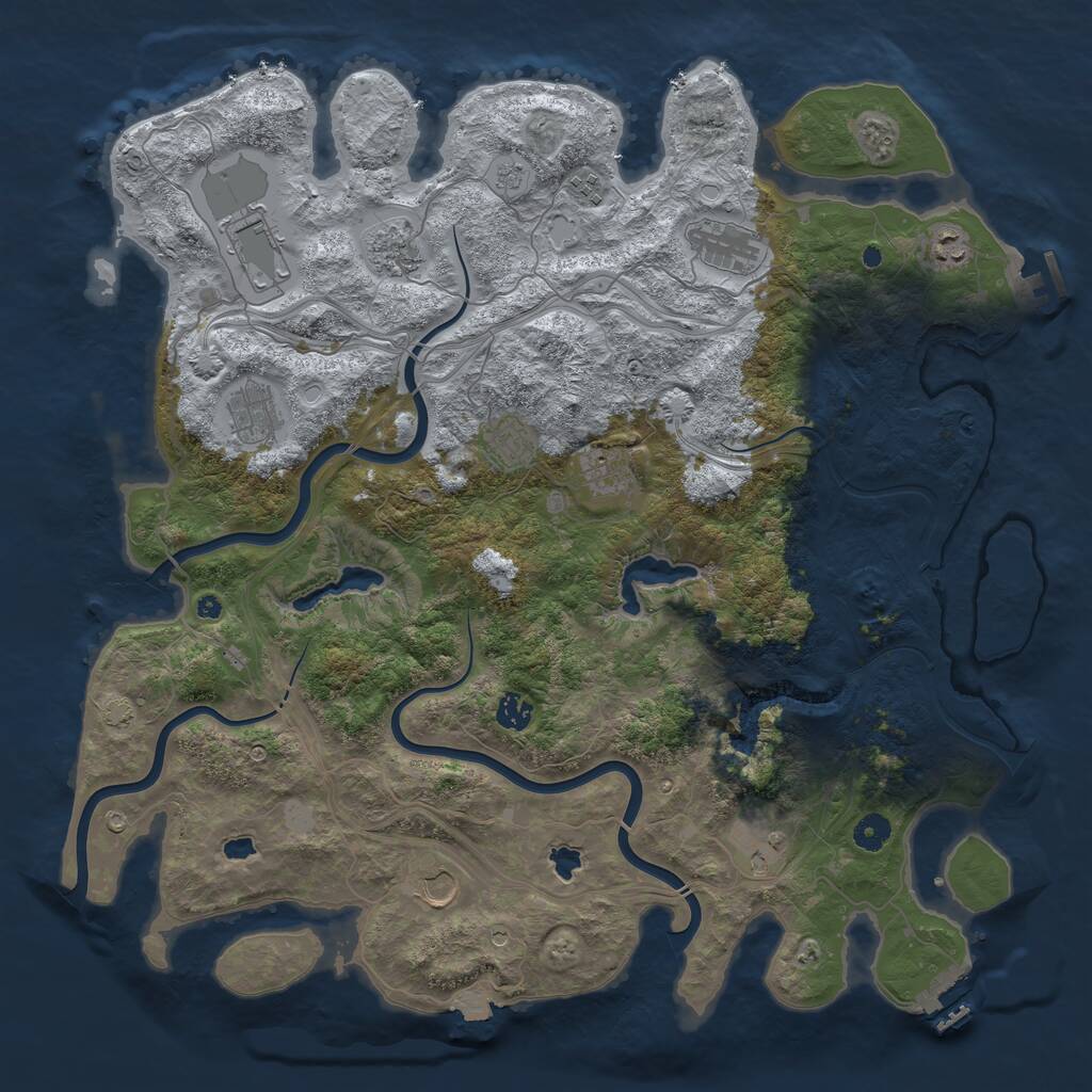 Rust Map: Procedural Map, Size: 4500, Seed: 185835744, 17 Monuments