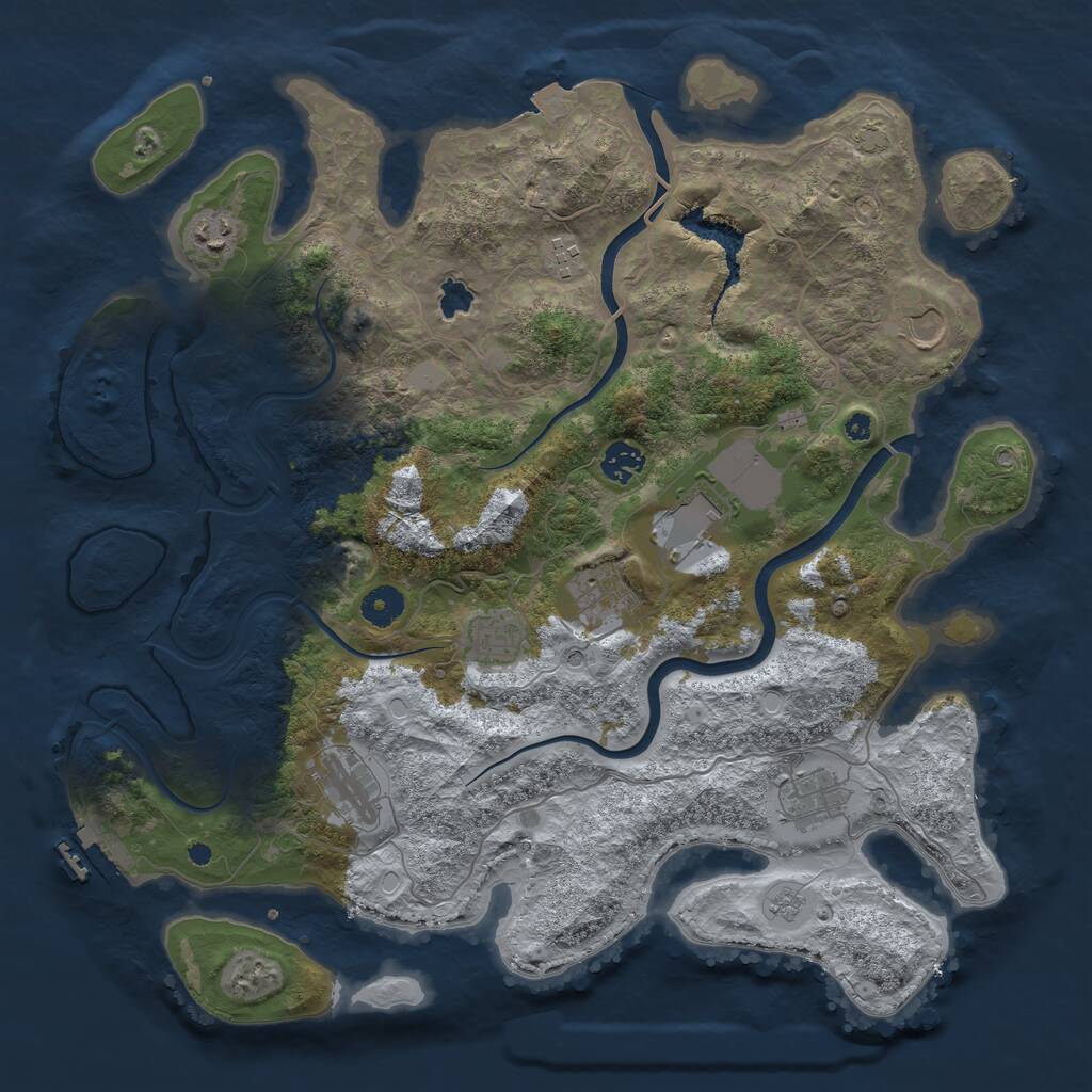 Rust Map: Procedural Map, Size: 4000, Seed: 12696, 14 Monuments