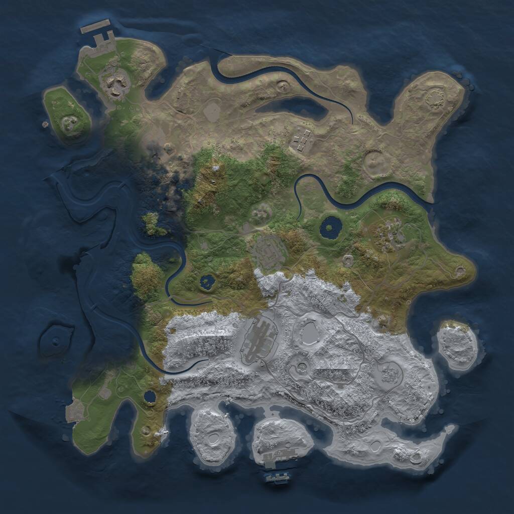 Rust Map: Procedural Map, Size: 3450, Seed: 83462608, 12 Monuments
