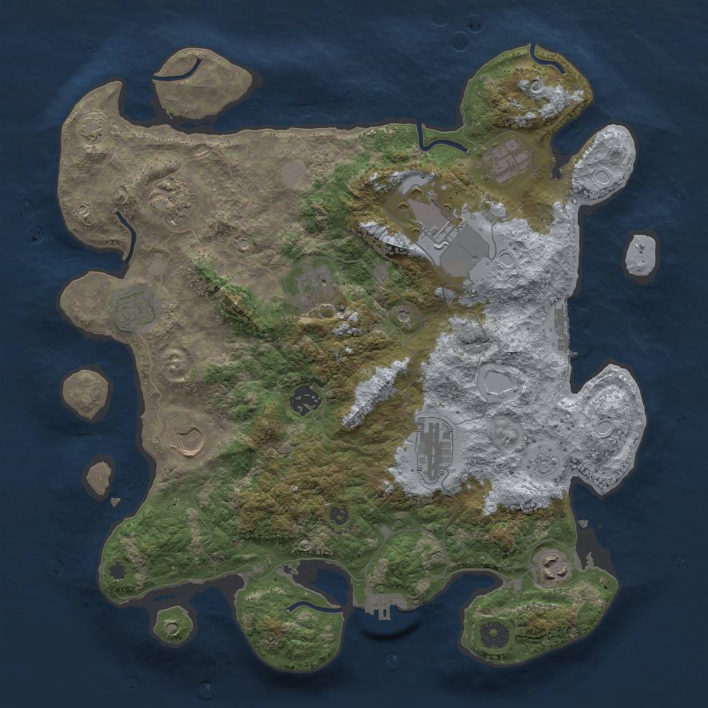 Rust Map: Procedural Map, Size: 3700, Seed: 78017430, 17 Monuments