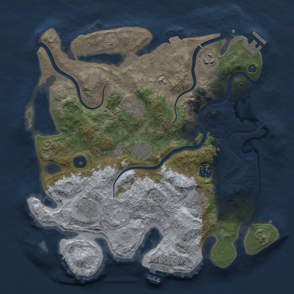 Rust Map: Procedural Map, Size: 3450, Seed: 87408182, 13 Monuments