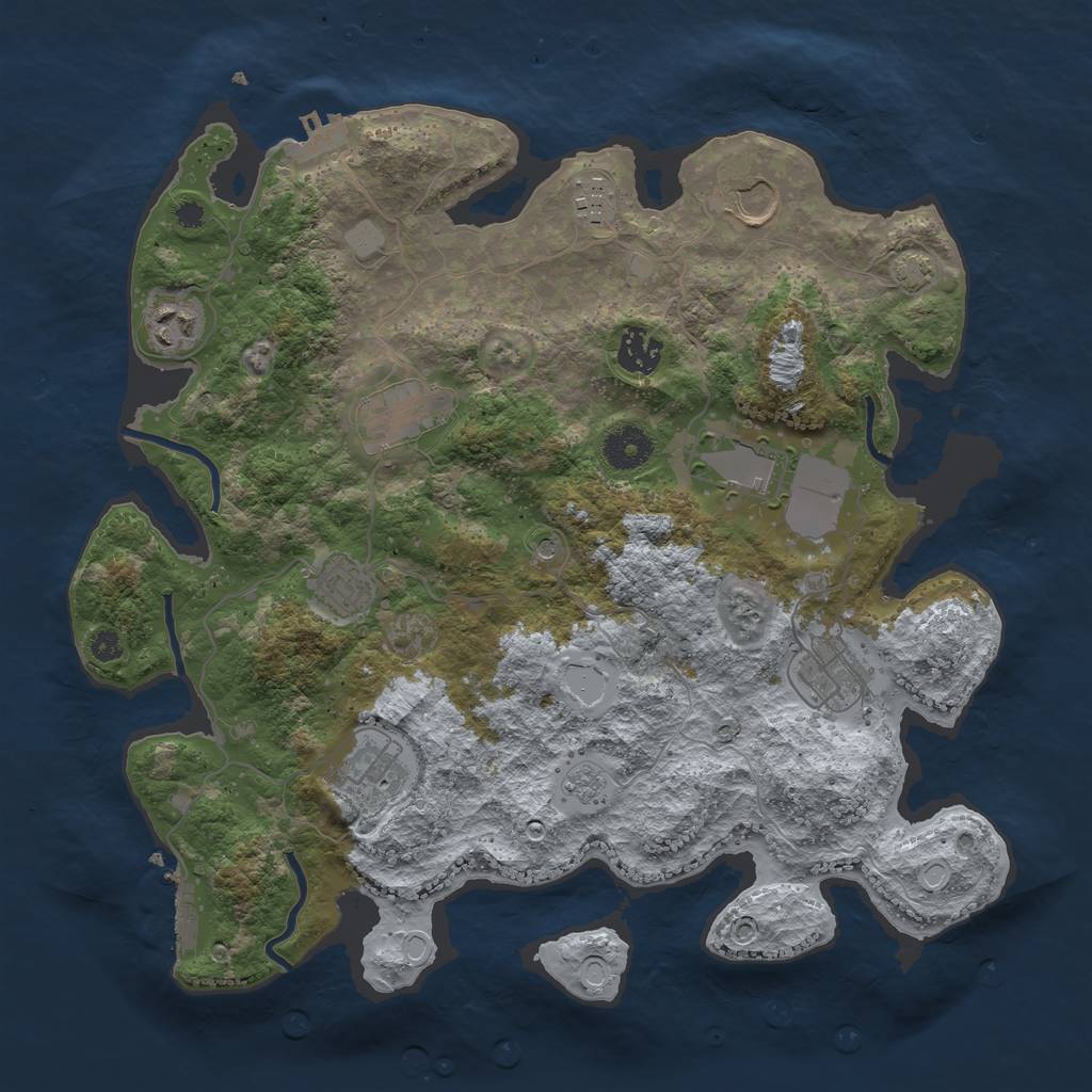 Rust Map: Procedural Map, Size: 3600, Seed: 62282195, 17 Monuments