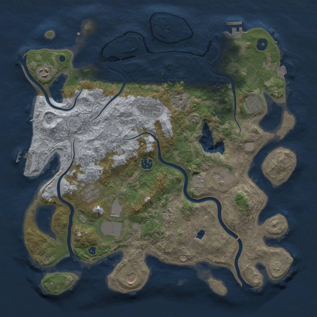 Rust Map: Procedural Map, Size: 4100, Seed: 62399545, 16 Monuments