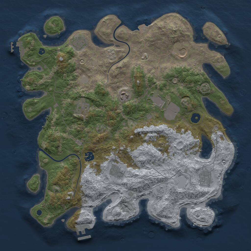 Rust Map: Procedural Map, Size: 3850, Seed: 9267700, 15 Monuments
