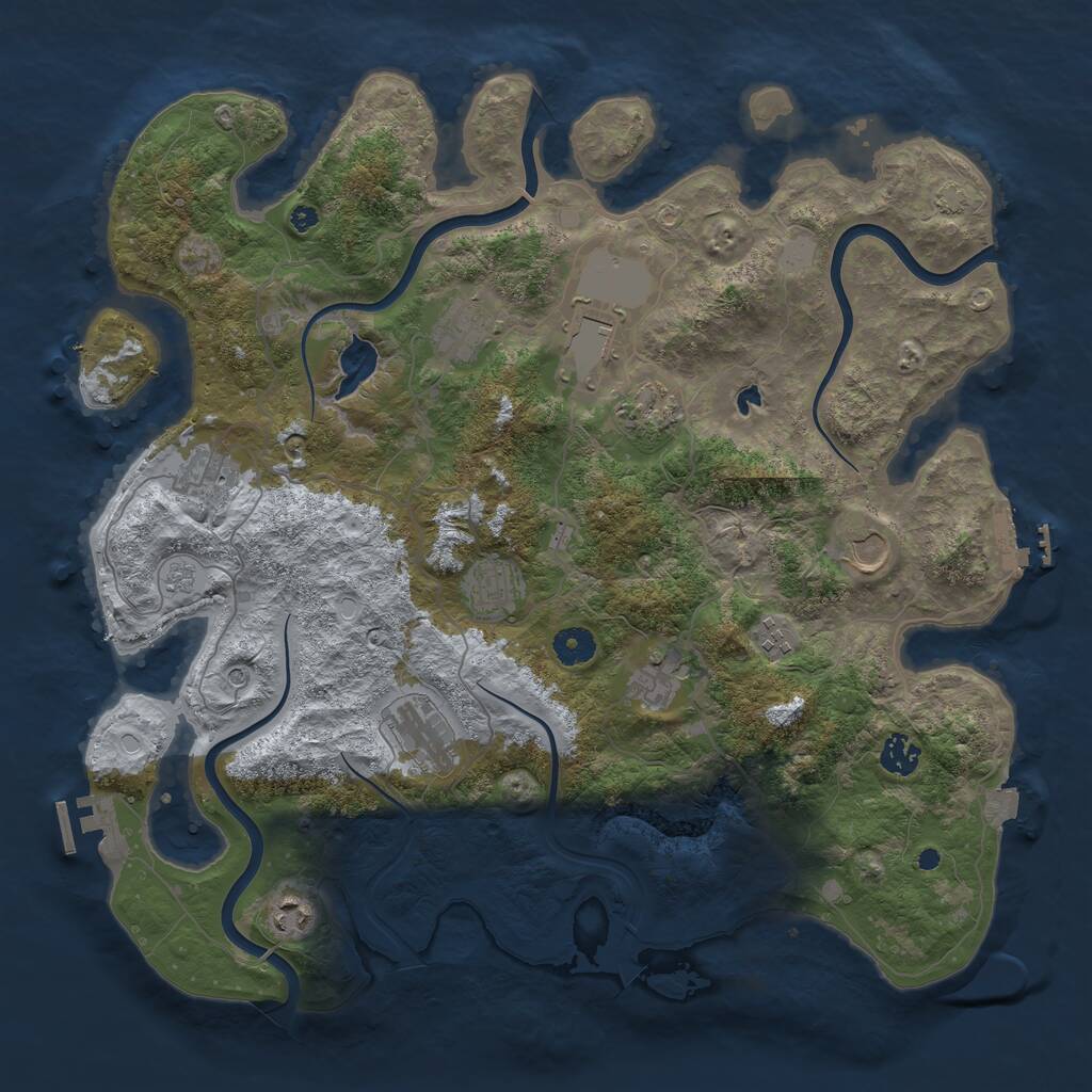 Rust Map: Procedural Map, Size: 4100, Seed: 46402429, 17 Monuments