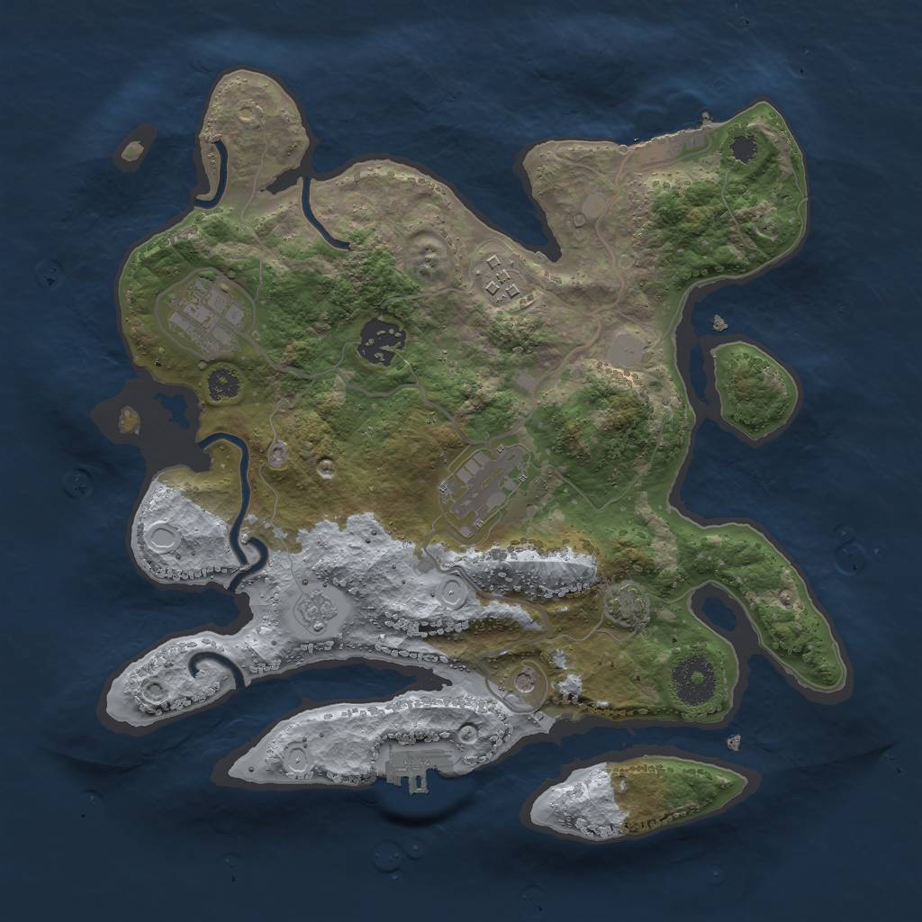 Rust Map: Procedural Map, Size: 3000, Seed: 679528, 12 Monuments