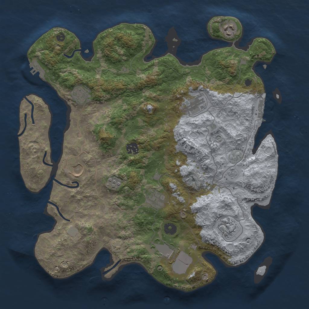 Rust Map: Procedural Map, Size: 3700, Seed: 73118452, 17 Monuments