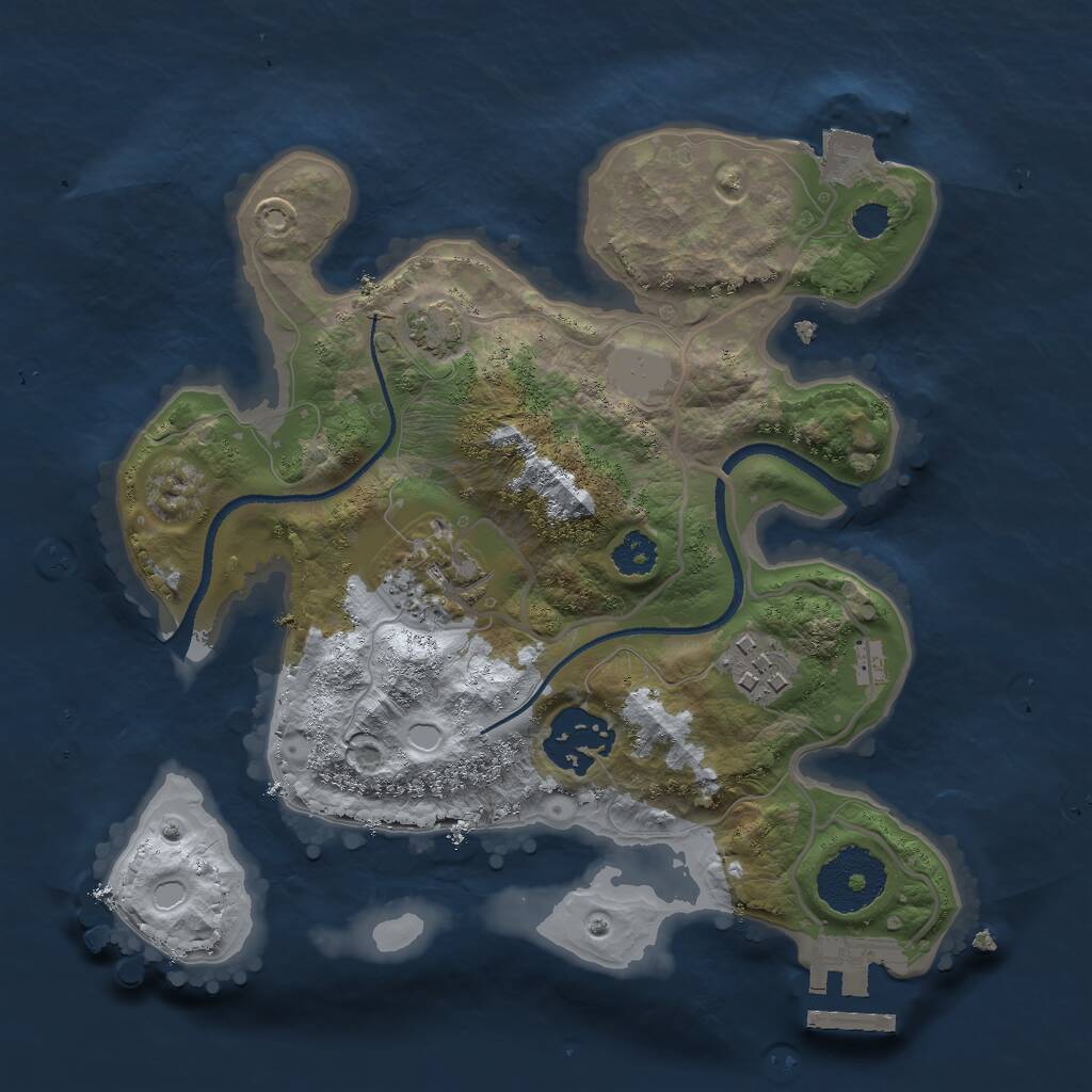 Rust Map: Procedural Map, Size: 2500, Seed: 2001850740, 6 Monuments