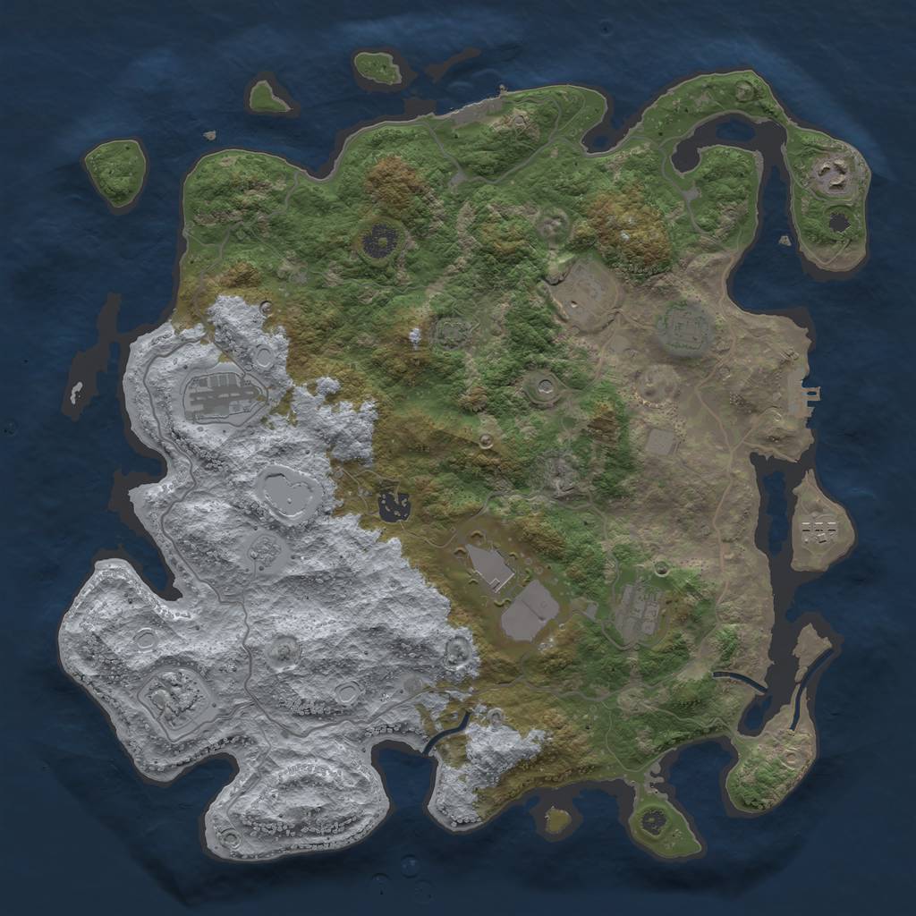 Rust Map: Procedural Map, Size: 4000, Seed: 56185111, 17 Monuments