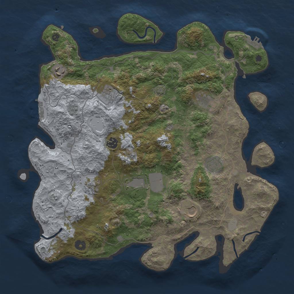 Rust Map: Procedural Map, Size: 4000, Seed: 848820568, 17 Monuments