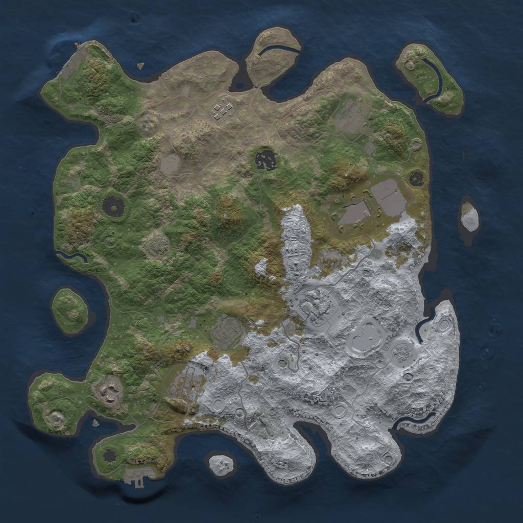 Rust Map: Procedural Map, Size: 3650, Seed: 4597386, 16 Monuments