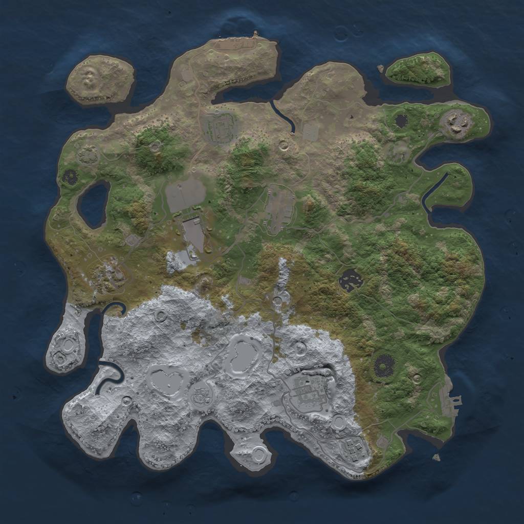 Rust Map: Procedural Map, Size: 3500, Seed: 96302906, 16 Monuments