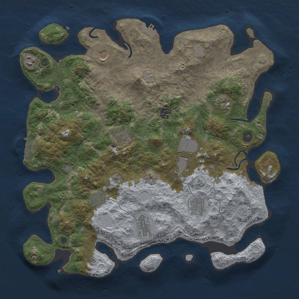 Rust Map: Procedural Map, Size: 4100, Seed: 45430561, 18 Monuments