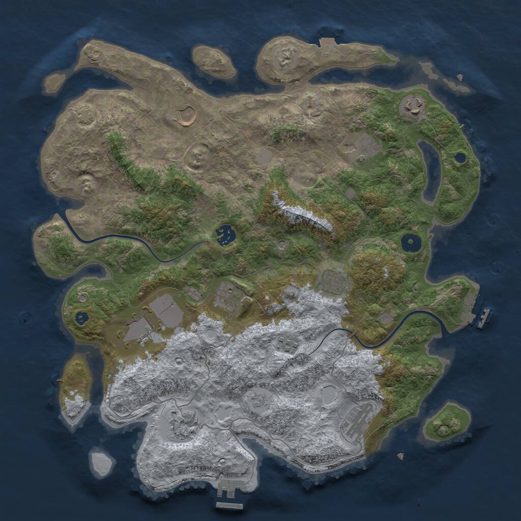 Rust Map: Procedural Map, Size: 3950, Seed: 84369979, 16 Monuments