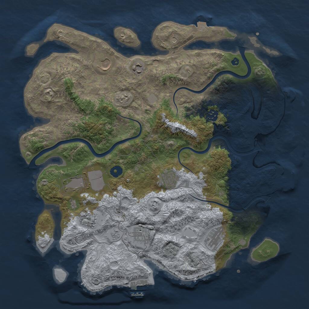 Rust Map: Procedural Map, Size: 3950, Seed: 84369979, 15 Monuments