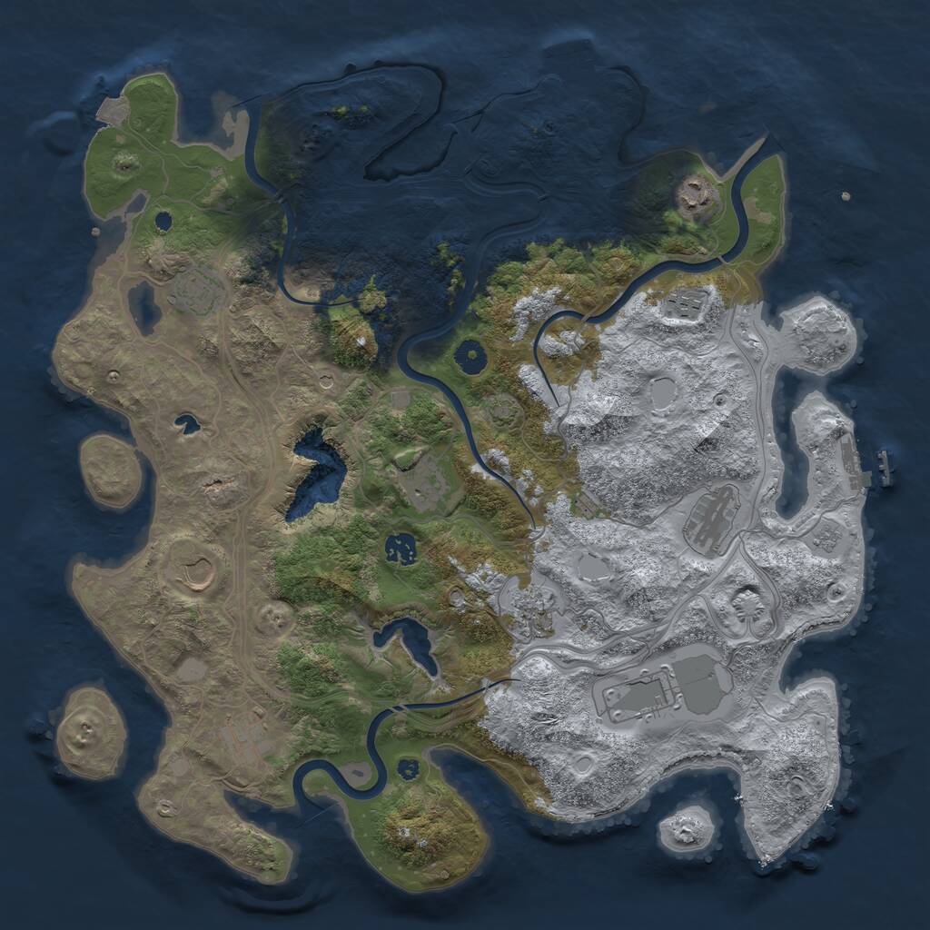 Rust Map: Procedural Map, Size: 4250, Seed: 53010442, 16 Monuments