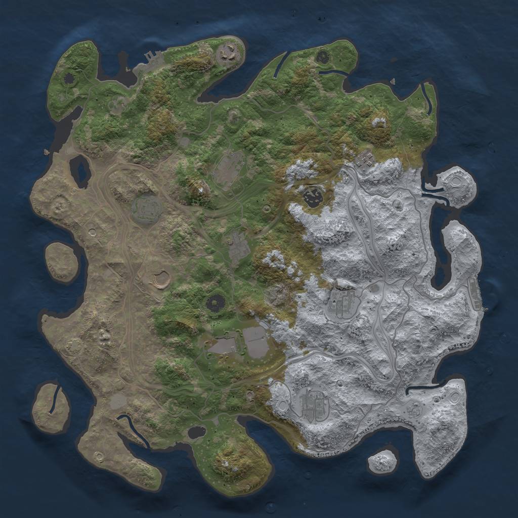 Rust Map: Procedural Map, Size: 4250, Seed: 53010442, 18 Monuments