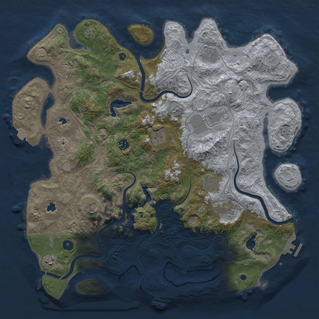 Rust Map: Procedural Map, Size: 4500, Seed: 1434744578, 16 Monuments