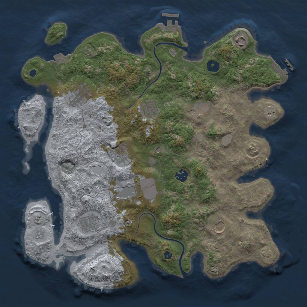 Rust Map: Procedural Map, Size: 3750, Seed: 1916960195, 16 Monuments
