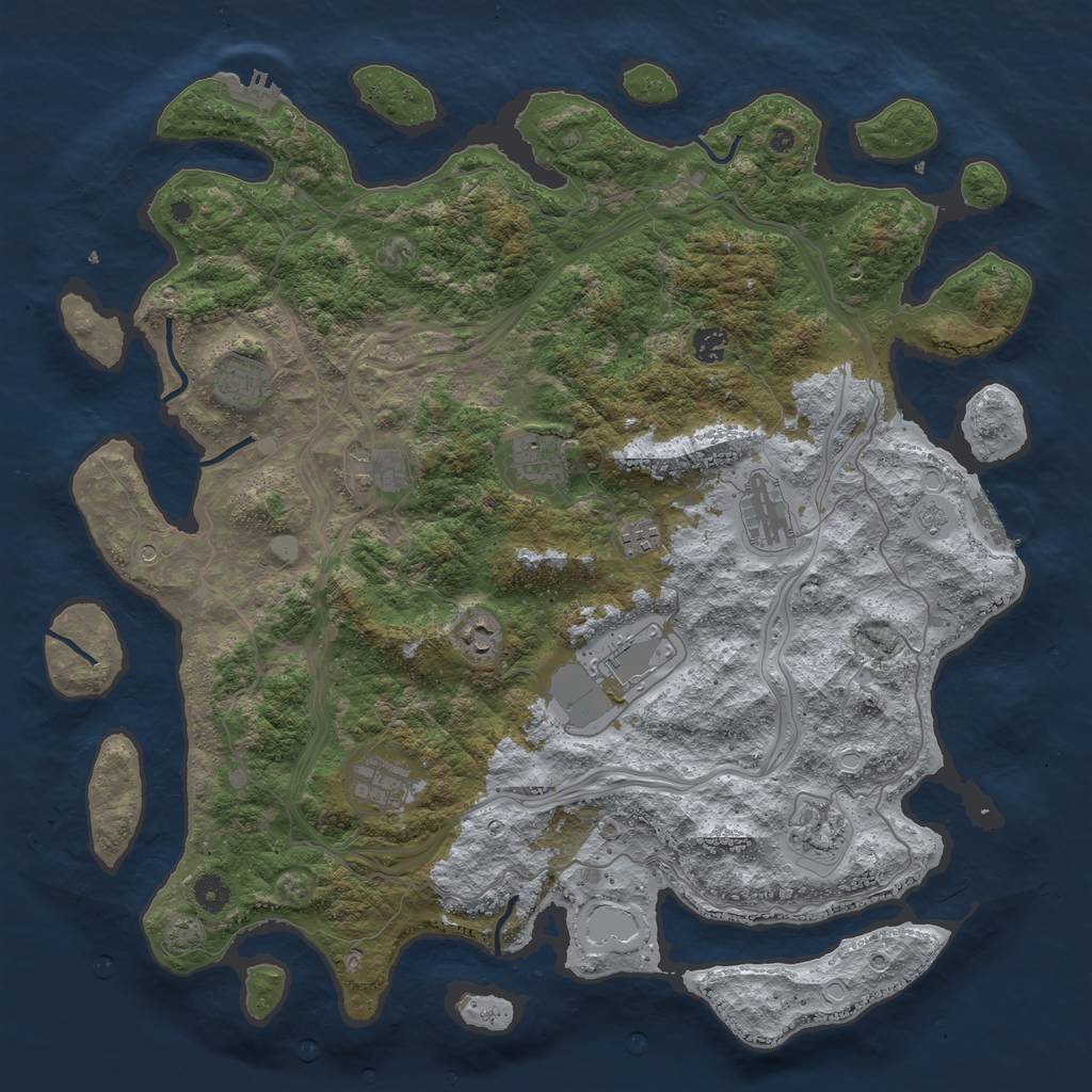 Rust Map: Procedural Map, Size: 4500, Seed: 398754632, 18 Monuments