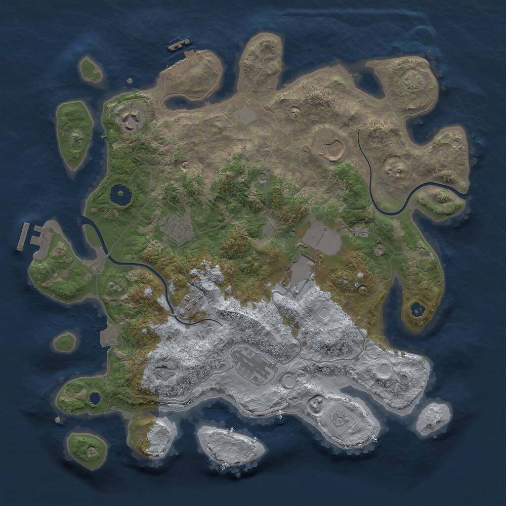 Rust Map: Procedural Map, Size: 3550, Seed: 45850692, 12 Monuments