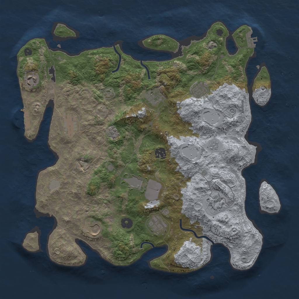 Rust Map: Procedural Map, Size: 3900, Seed: 7745658, 18 Monuments