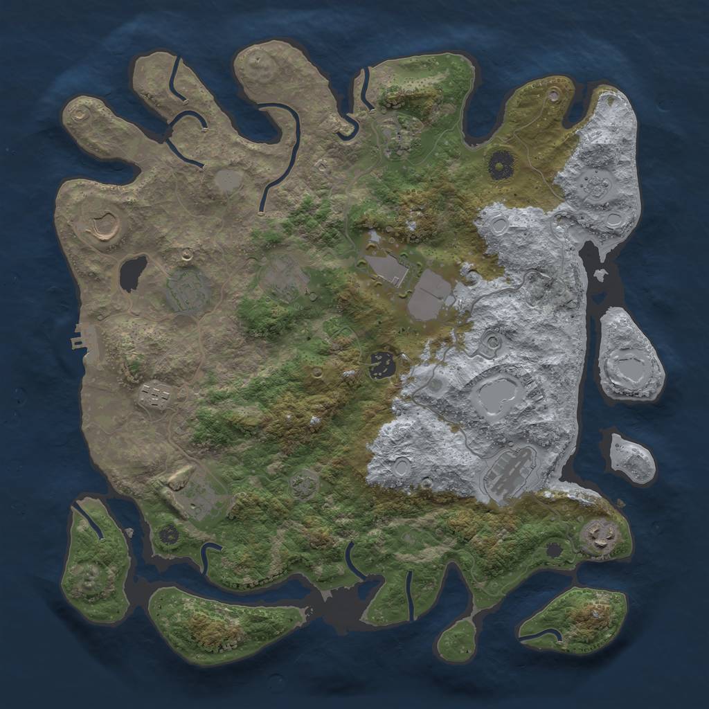 Rust Map: Procedural Map, Size: 3800, Seed: 41765339, 17 Monuments