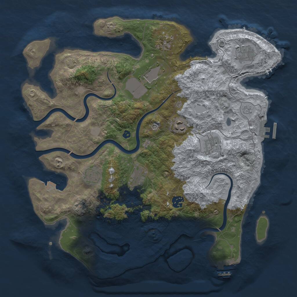 Rust Map: Procedural Map, Size: 3700, Seed: 53379320, 15 Monuments