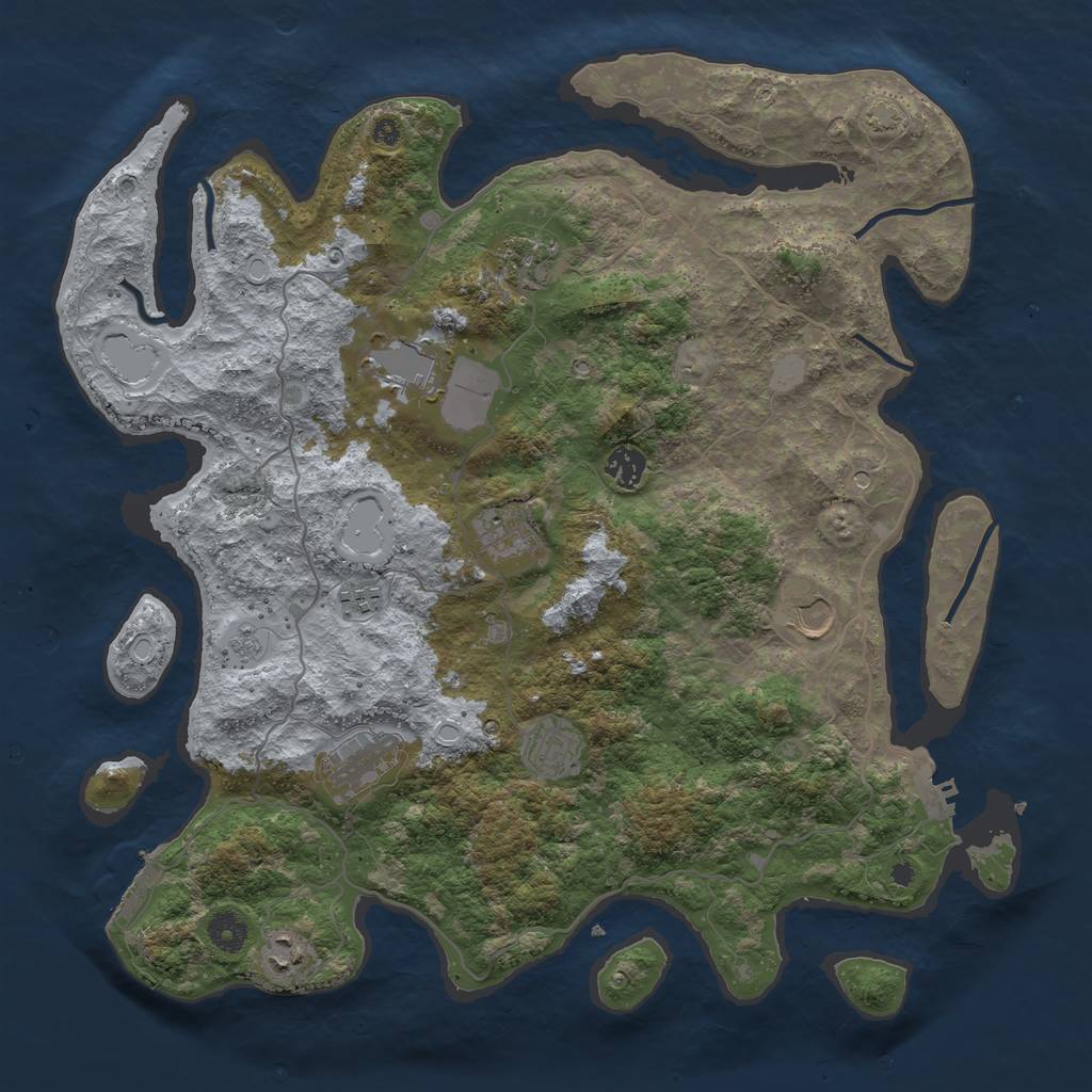 Rust Map: Procedural Map, Size: 4100, Seed: 38807274, 17 Monuments