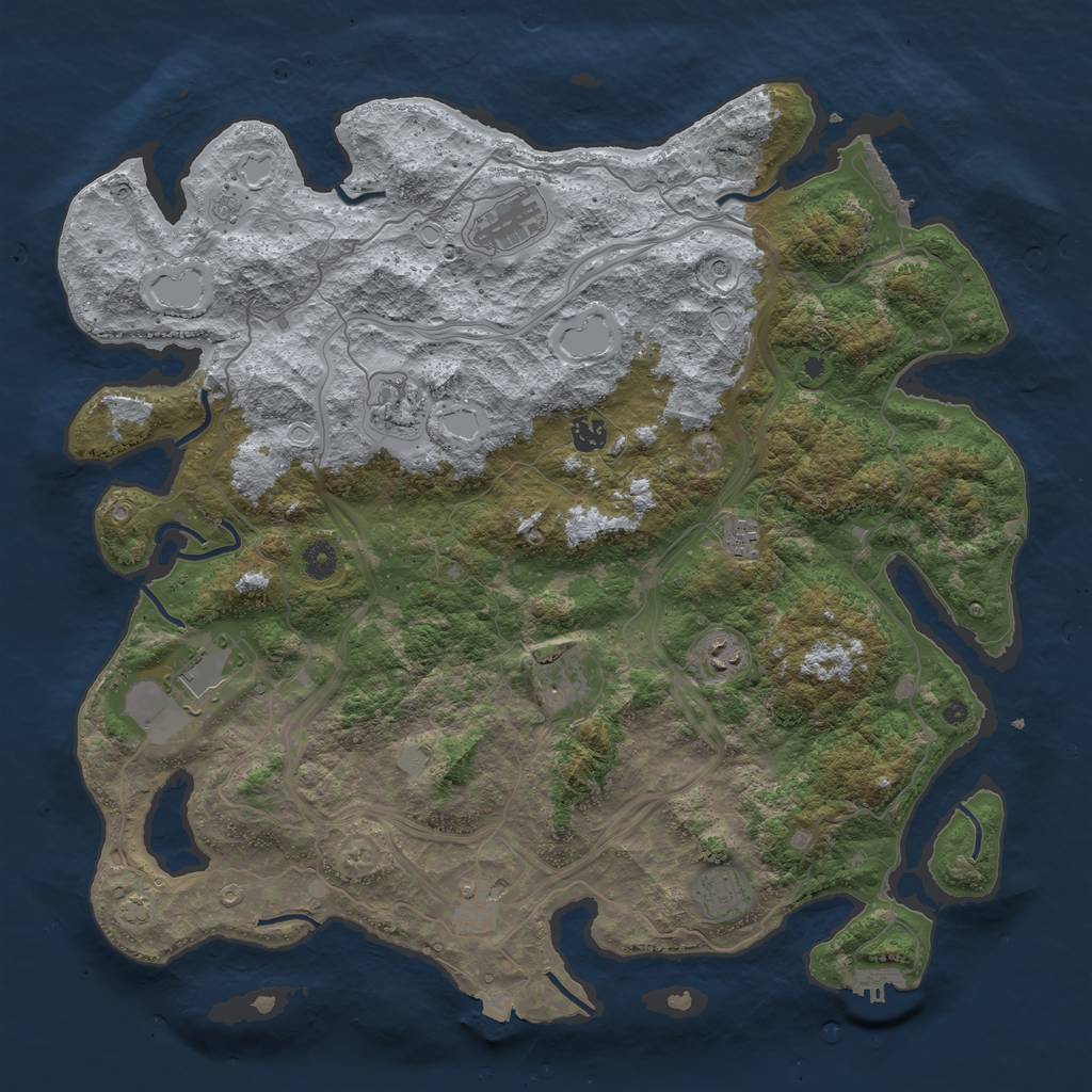 Rust Map: Procedural Map, Size: 4500, Seed: 1147669782, 17 Monuments