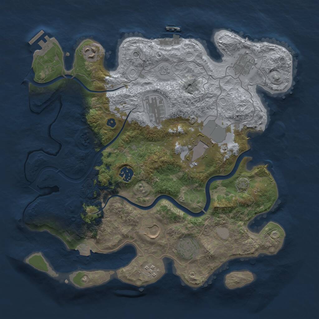 Rust Map: Procedural Map, Size: 3500, Seed: 20230512, 14 Monuments