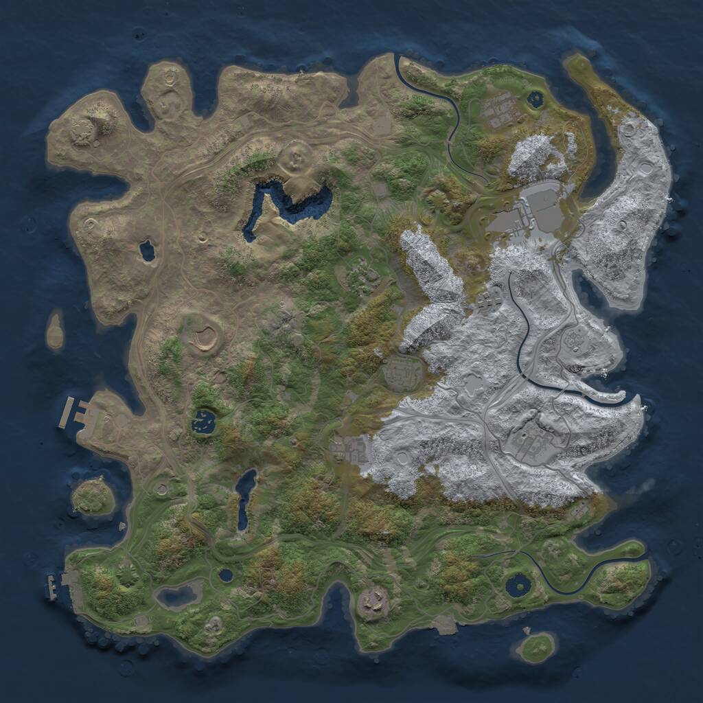 Rust Map: Procedural Map, Size: 4400, Seed: 27802837, 16 Monuments