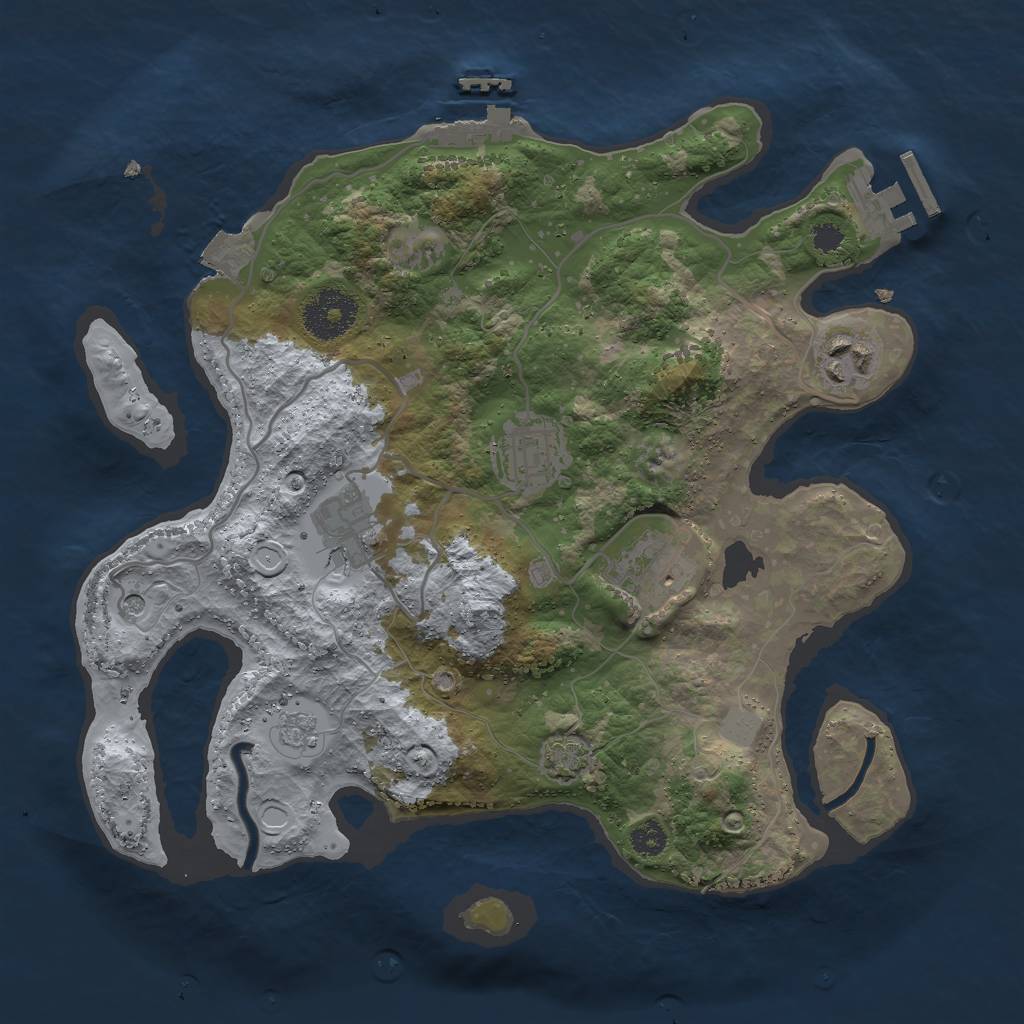 Rust Map: Procedural Map, Size: 3000, Seed: 5966, 12 Monuments