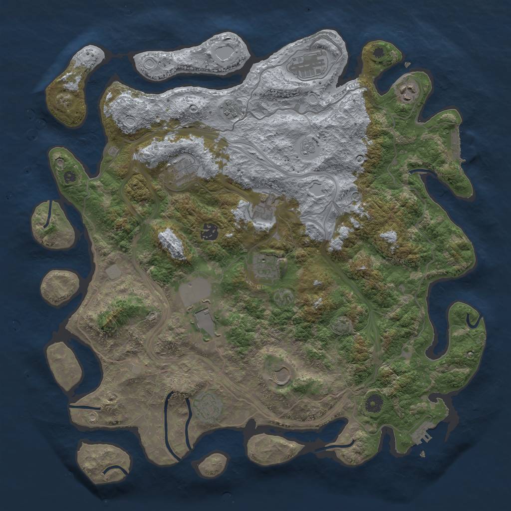 Rust Map: Procedural Map, Size: 4250, Seed: 69360326, 18 Monuments