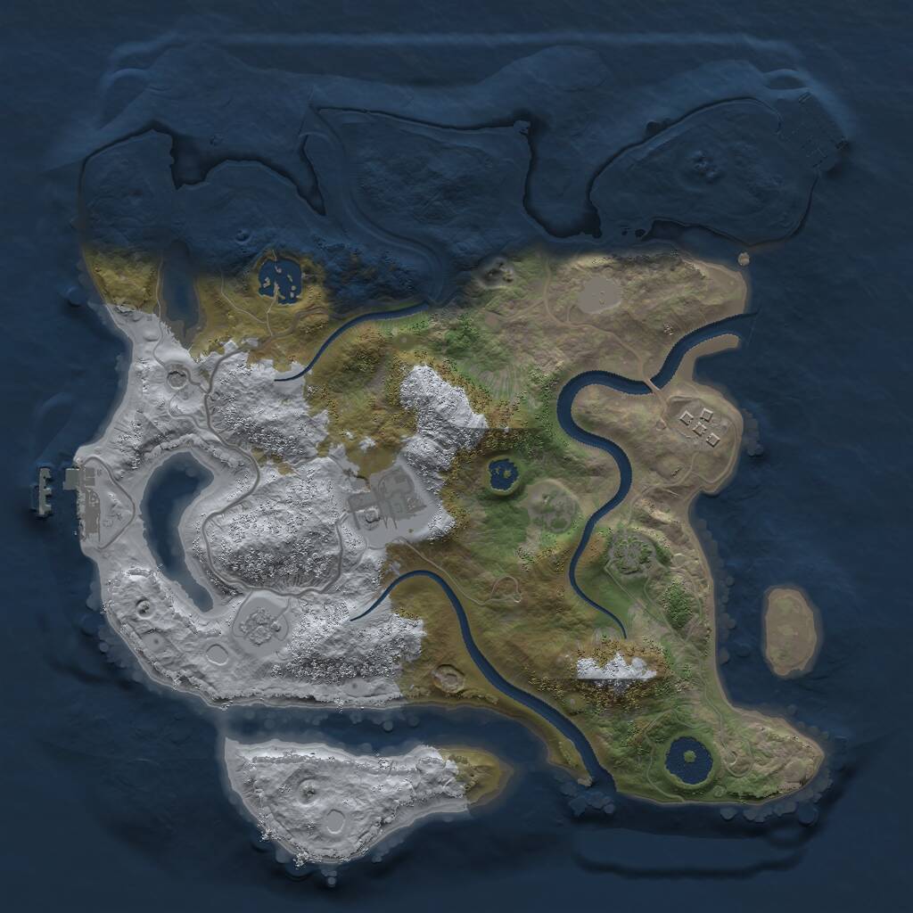 Rust Map: Procedural Map, Size: 3000, Seed: 23430, 9 Monuments
