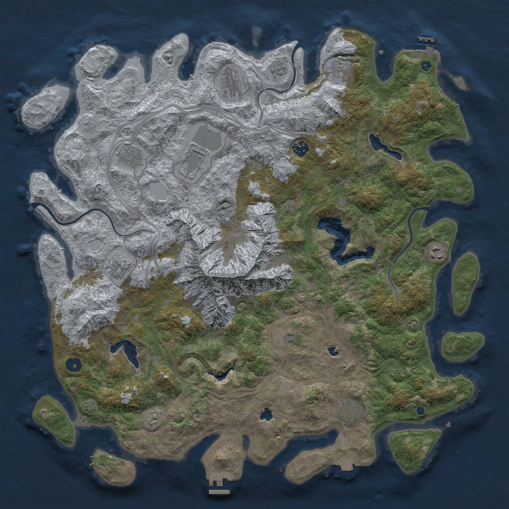 Rust Map: Procedural Map, Size: 5000, Seed: 623931060, 16 Monuments