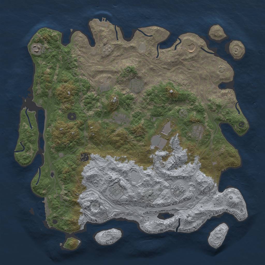 Rust Map: Procedural Map, Size: 4500, Seed: 964856546, 19 Monuments