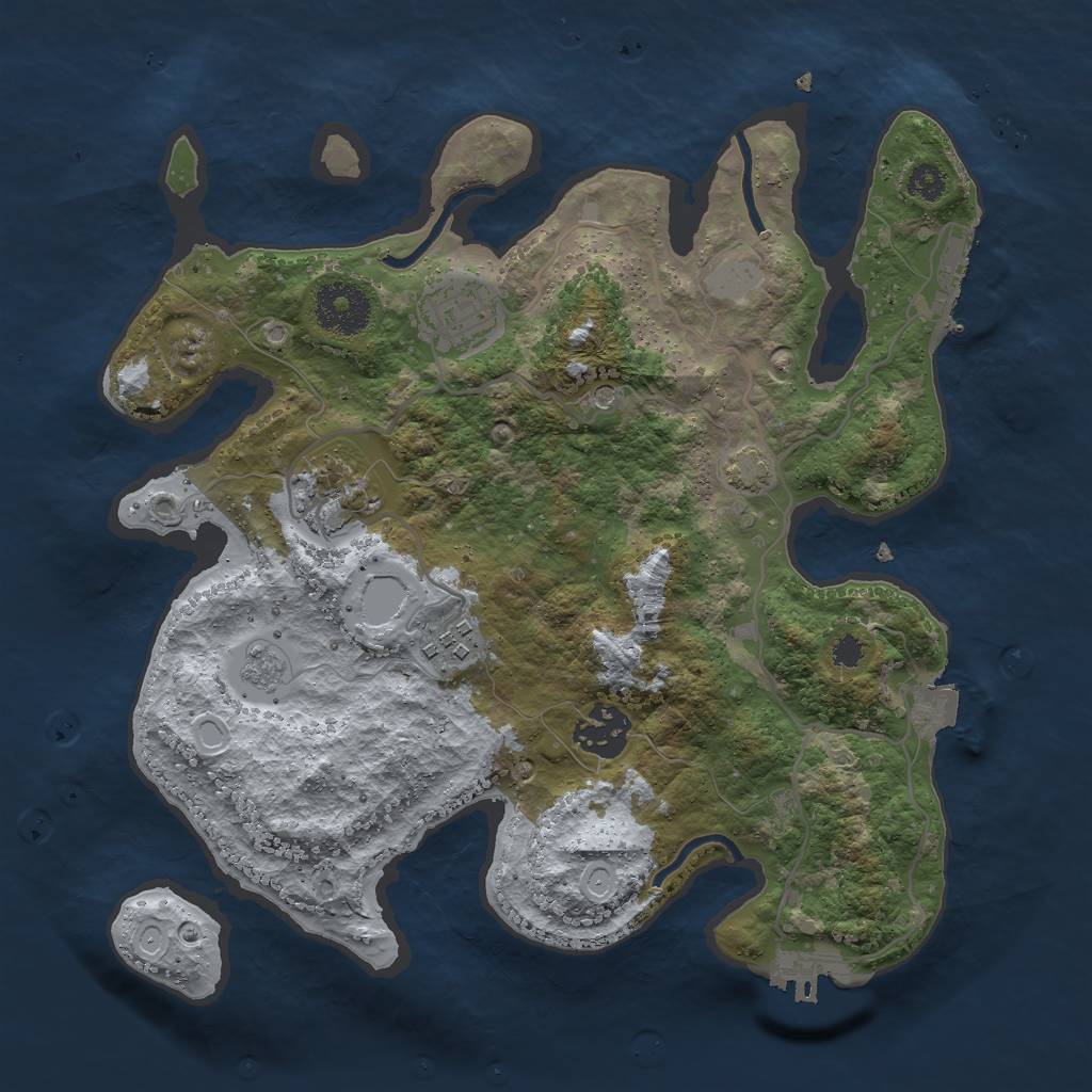 Rust Map: Procedural Map, Size: 3000, Seed: 9999, 12 Monuments