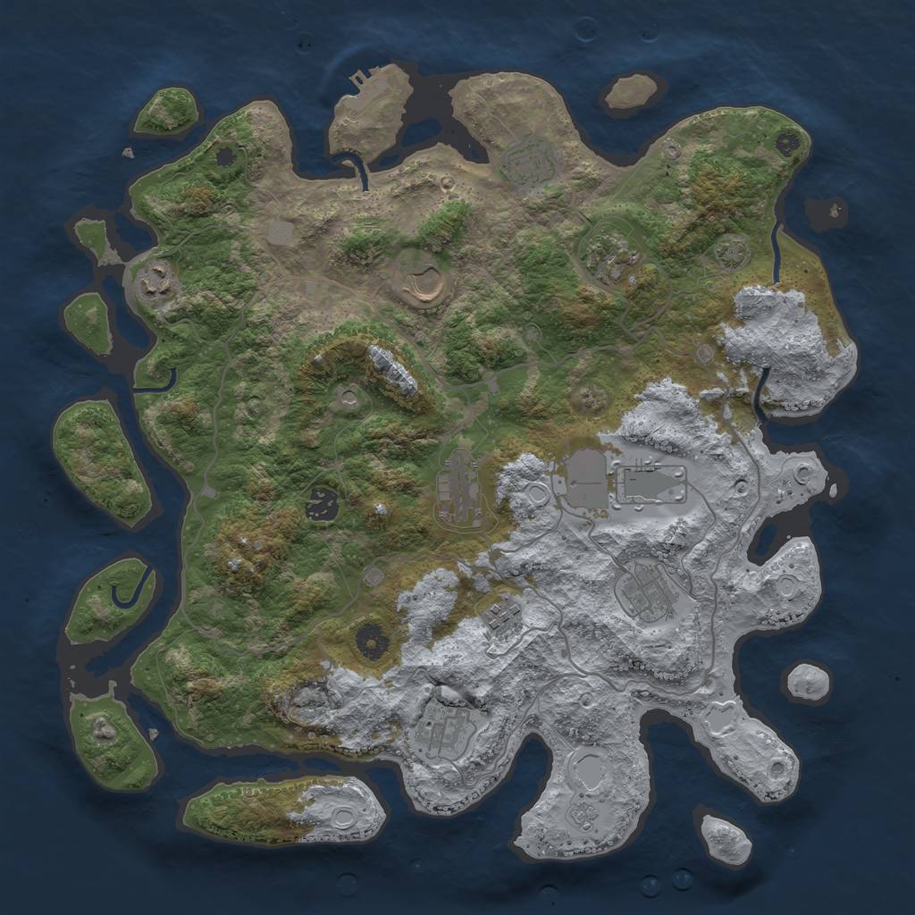 Rust Map: Procedural Map, Size: 4000, Seed: 387498339, 17 Monuments