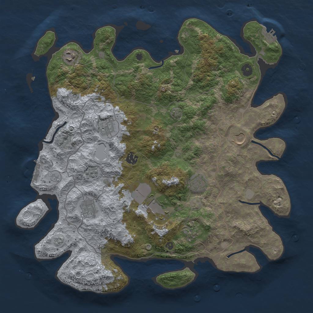 Rust Map: Procedural Map, Size: 4000, Seed: 94812655, 17 Monuments