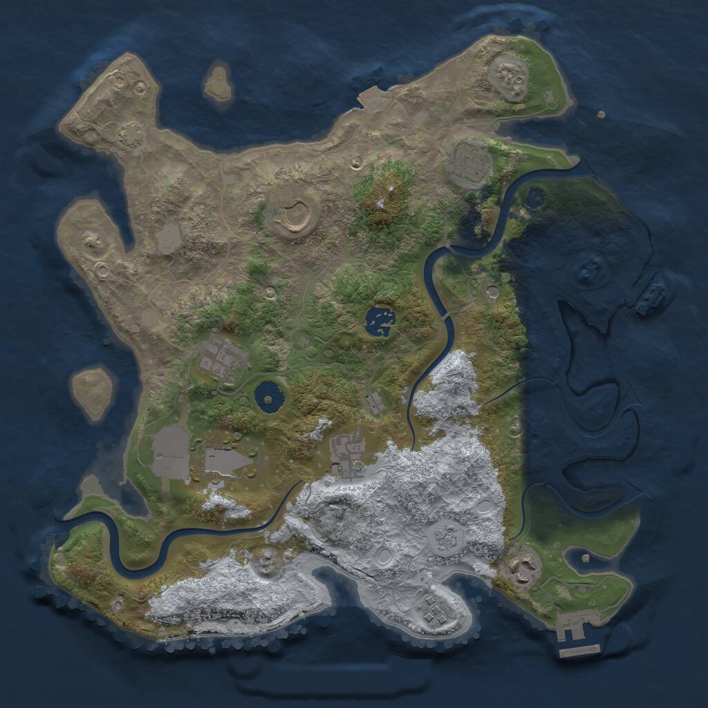 Rust Map: Procedural Map, Size: 3500, Seed: 81374765, 14 Monuments